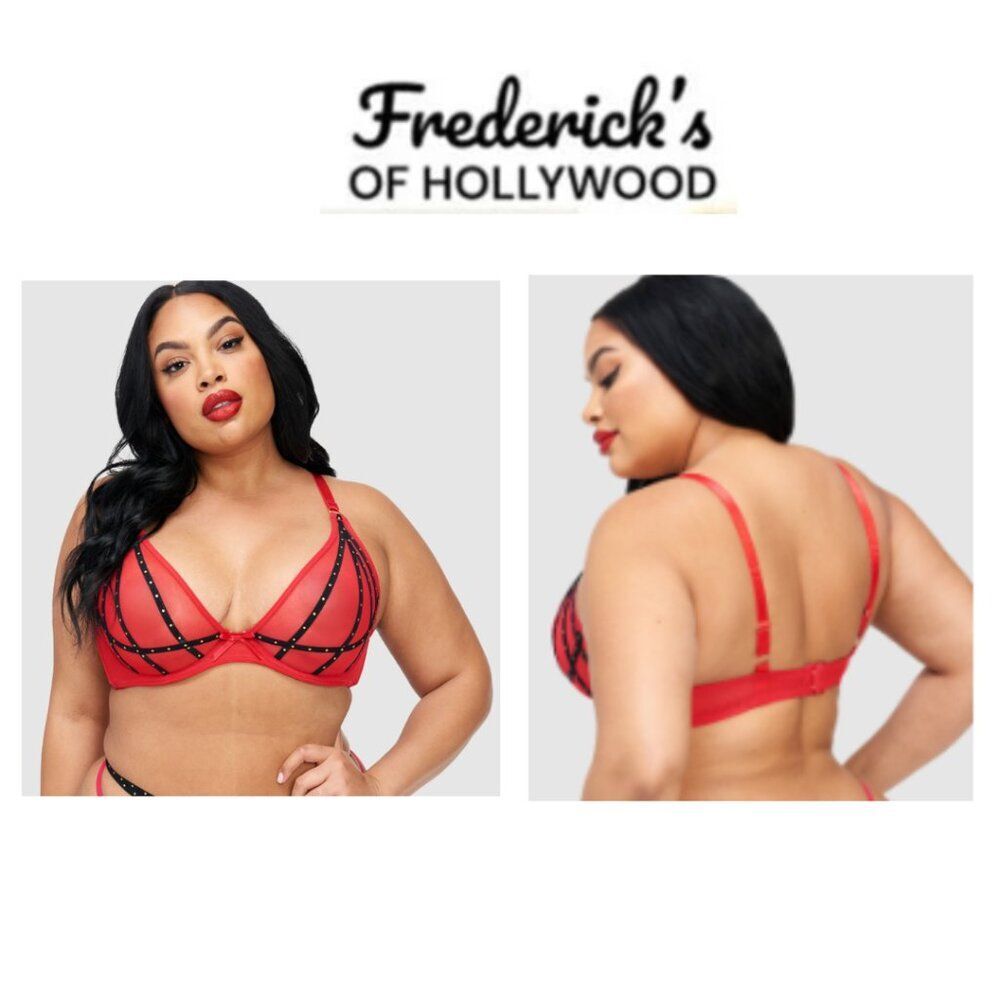 NWT Frederick’s of Hollywood Rozlyn Mesh and Stud Full Figure Bra (Size 42D)